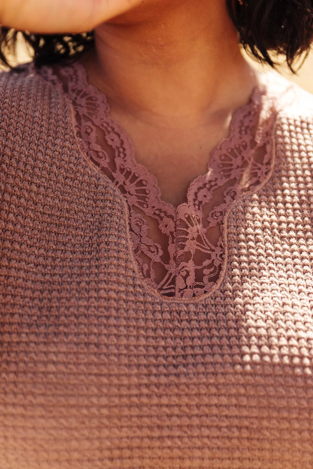 Ave Shops Chloe Lace & Drape Cardigan Sweater in Coco - Elegant Outerwear for Women 15 Ave Shops Cardigans, Sweaters, Outerwear Chloe Lace & Drape Sweater In Coco