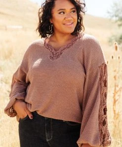 Ave Shops Chloe Lace & Drape Cardigan Sweater in Coco - Elegant Outerwear for Women 39 Ave Shops Cardigans, Sweaters, Outerwear Chloe Lace & Drape Sweater In Coco