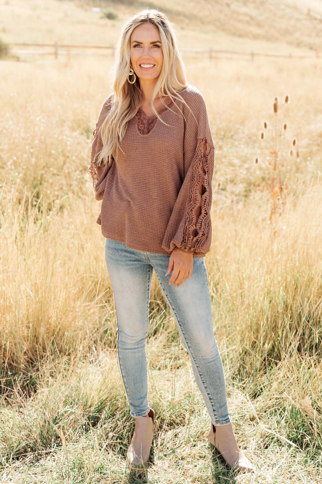 Ave Shops Chloe Lace & Drape Cardigan Sweater in Coco - Elegant Outerwear for Women 7 Ave Shops Cardigans, Sweaters, Outerwear Chloe Lace & Drape Sweater In Coco