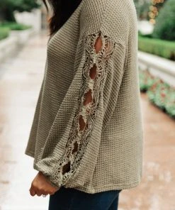 Ave Shops Clothing Chloe Lace & Drape Sweater In Olive