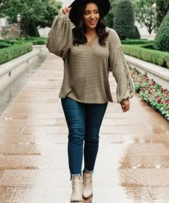 Ave Shops Clothing Chloe Lace & Drape Sweater In Olive