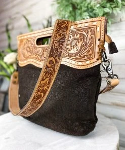 American Darling Chocolate Brown Embossed Tooled Handbag Handbags & Wallets