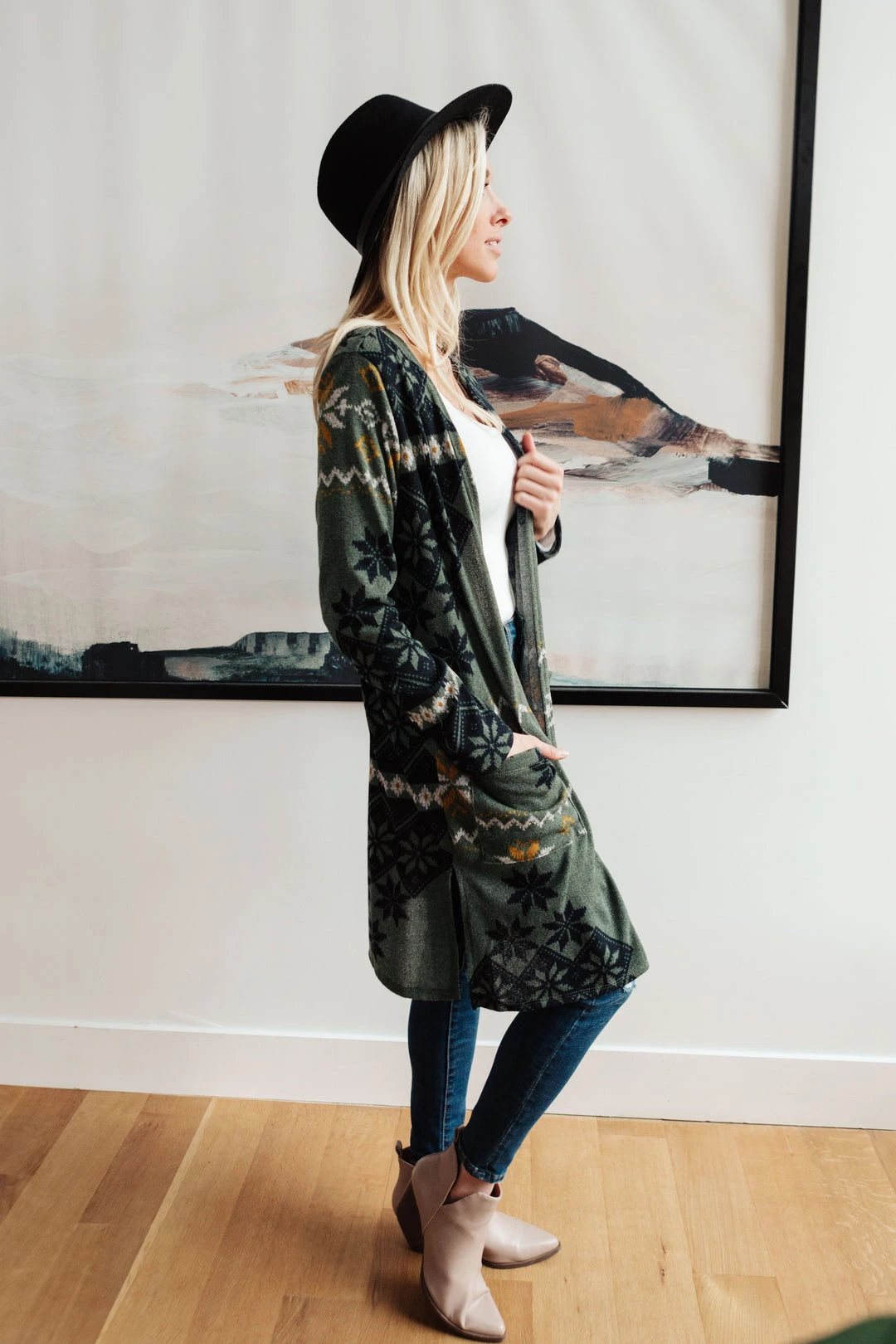 Ave Shops Christmas Night Olive Cardigan - Cozy Women's Outerwear 13 Ave Shops Christmas Night Cardigan In Olive Clothing