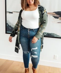 Ave Shops Christmas Night Olive Cardigan - Cozy Women's Outerwear 19 Ave Shops Christmas Night Cardigan In Olive Clothing