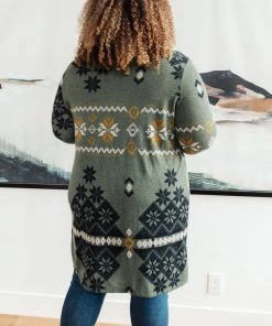Ave Shops Christmas Night Olive Cardigan - Cozy Women's Outerwear 26 Ave Shops Christmas Night Cardigan In Olive Clothing
