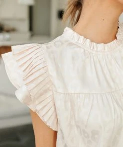 Ave Shops City Escape Top In Pearl - Stylish Short Sleeve Blouse for Women 42 Ave Shops City Escape Top In Pearl Clothing