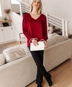 Ave Shops Clothing Cityscape Blouse In Burgundy