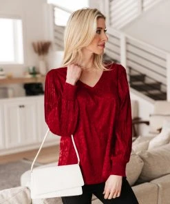Ave Shops Clothing Cityscape Blouse In Burgundy