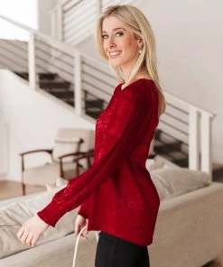 Ave Shops Clothing Cityscape Blouse In Burgundy