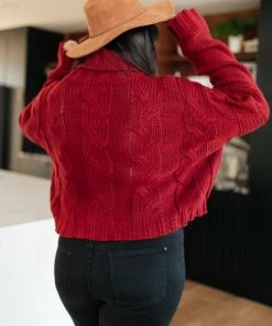 Ave Shops Classic Cable Knit Sweater In Cranberry