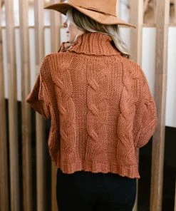 Ave Shops Classic Cable Knit Sweater In Ginger Spice