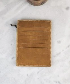 Sixtease Distressed Classic Tan Cowhide Wallet Book (+ Card Holder)