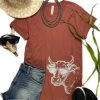 Cinchy Cowgirl Clay Cool Cow Short Sleeve Graphic Tee | TCC Women's Casual Top 2 The Cinchy Cowgirl Clay Cool Cow Side Short Sleeve Tee