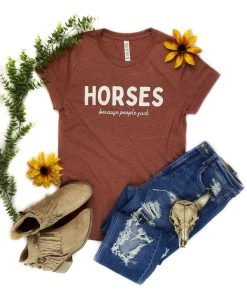 The Cinchy Cowgirl Clay Horses Because People Suck Short Sleeve Graphic Tee Clothing