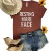 The Cinchy Cowgirl Clay Resting Mare Face Short Sleeve Graphic Tee Clothing