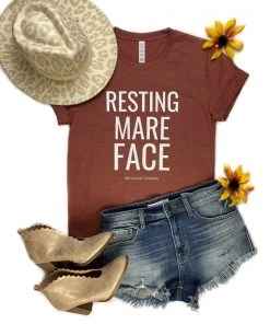 The Cinchy Cowgirl Clay Resting Mare Face Short Sleeve Graphic Tee Clothing