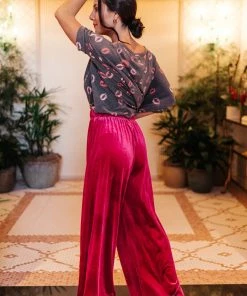 Ave Shops Cleo Velvet Wide Leg Pants - Stylish & Comfortable Women's Bottoms 34 Ave Shops Cleo Velvet Wide Leg Pants