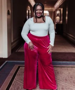 Ave Shops Cleo Velvet Wide Leg Pants - Stylish & Comfortable Women's Bottoms 26 Ave Shops Cleo Velvet Wide Leg Pants