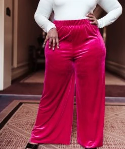 Ave Shops Cleo Velvet Wide Leg Pants - Stylish & Comfortable Women's Bottoms 27 Ave Shops Cleo Velvet Wide Leg Pants