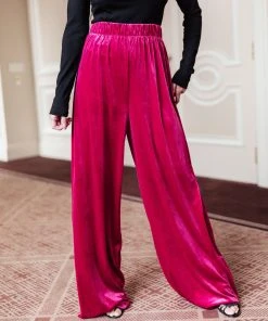 Ave Shops Cleo Velvet Wide Leg Pants - Stylish & Comfortable Women's Bottoms 31 Ave Shops Cleo Velvet Wide Leg Pants
