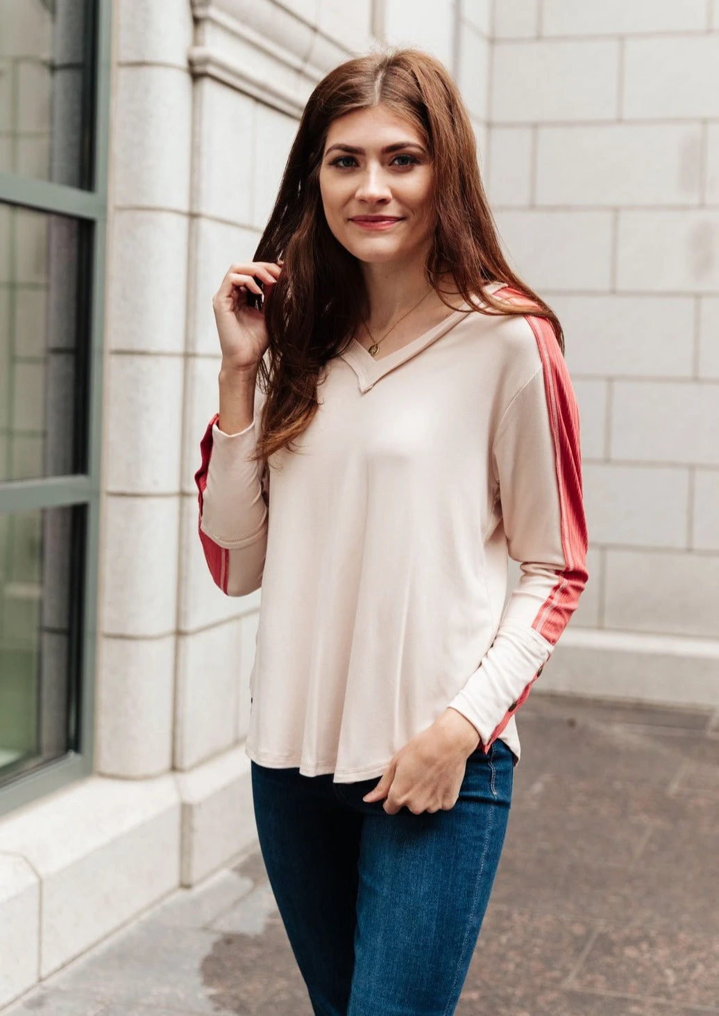 Ave Shops Coffee Date V Neck Top - Stylish Long Sleeve Tops for Women 3 Ave Shops Coffee Date V Neck Top Clothing