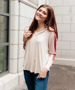 Ave Shops Coffee Date V Neck Top - Stylish Long Sleeve Tops for Women 21 Ave Shops Coffee Date V Neck Top Clothing