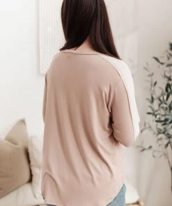Ave Shops Coffee Date V Neck Top In Taupe Clothing