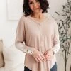 Ave Shops Coffee Date V Neck Top In Taupe Clothing