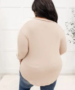 Ave Shops Coffee Date V Neck Top In Taupe Clothing