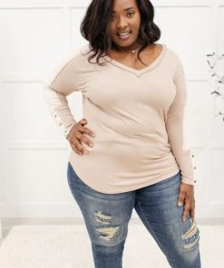 Ave Shops Coffee Date V Neck Top In Taupe Clothing