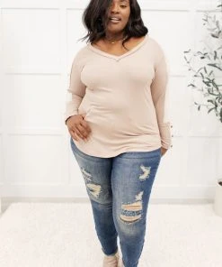 Ave Shops Coffee Date V Neck Top In Taupe Clothing