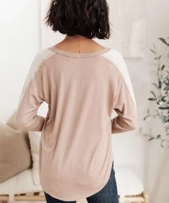 Ave Shops Coffee Date V Neck Top In Taupe Clothing