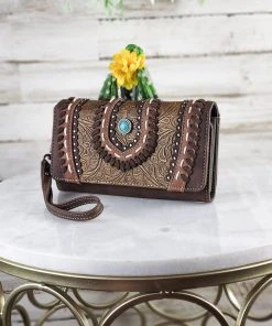 Montana West Coffee Embossed Wristlet Wallet