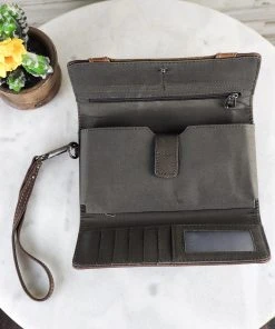 Montana West Coffee Embossed Wristlet Wallet