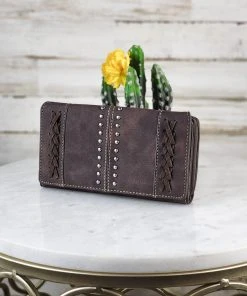 Montana West Coffee Stitched & Studded Wallet