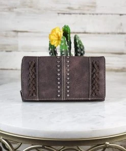 Montana West Coffee Stitched & Studded Wallet