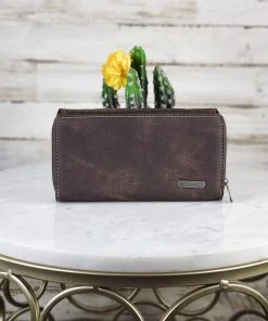 Montana West Coffee Stitched & Studded Wallet
