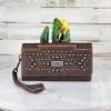 Montana West Coffee Studded Concho Wristlet Wallet Handbags & Wallets