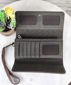 Montana West Brown Embossed Wristlet Wallet New Arrivals