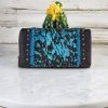 Montana West Coffee Turquoise Metallic Cowhide Wallet