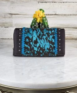Montana West Coffee Turquoise Metallic Cowhide Wallet