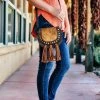 Trenditions Cognac Fringe Crossbody Handbag
