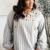 Ave Shops Long Sleeve Tops with Color Chain Embroidered Design | Stylish Women's Tops & Blouses 2 Ave Shops Long Sleeve Tops Color Chain Embroidered Top