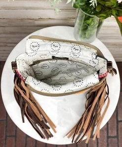 Myra Colorful Floral Tooled & Fringe Crossbody Handbags & Wallets