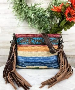 Myra Colorful Floral Tooled & Fringe Crossbody Handbags & Wallets