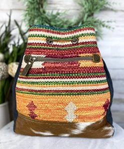 Myra Colorful Southwest & Cowhide Bucket Handbag