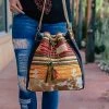 Myra Colorful Southwest & Cowhide Bucket Handbag