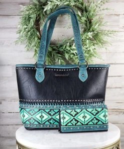 Montana West Concealed Carry Black Aztec Western Handbag & Wallet