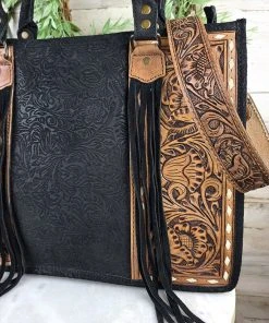 American Darling Concealed Carry Black Embossed Tote Handbag