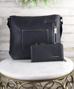Montana West Concealed Carry Black & White Cowhide Hobo Wallet & Handbag